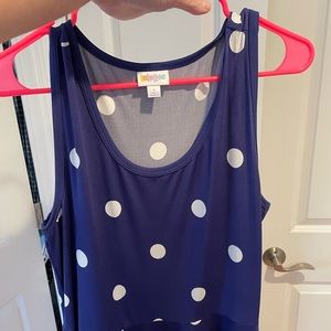 Blue LulaRoe dress with white polka dots
